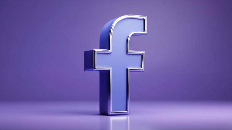 Logo de Facebook sobre fondo morado para buenas prácticas en la plataforma