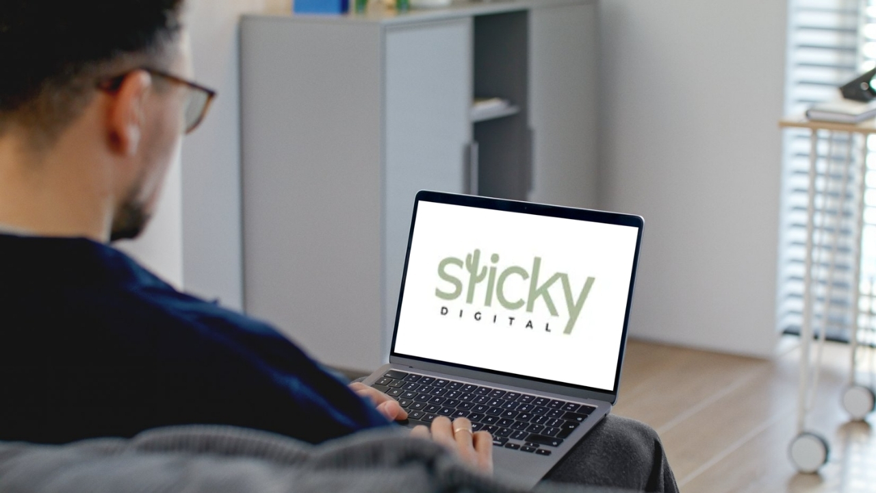 Man reviewing Sticky Digital on a laptop for remote ecommerce email support